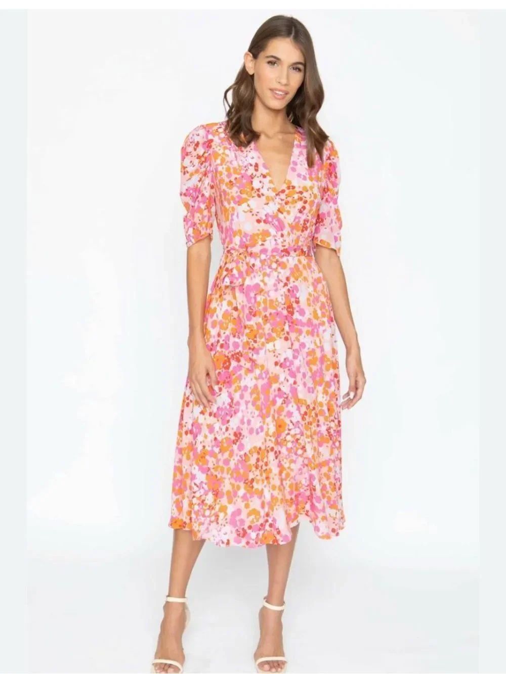 Caballero Pink and Orange Pixel Party Lila Midi Dress